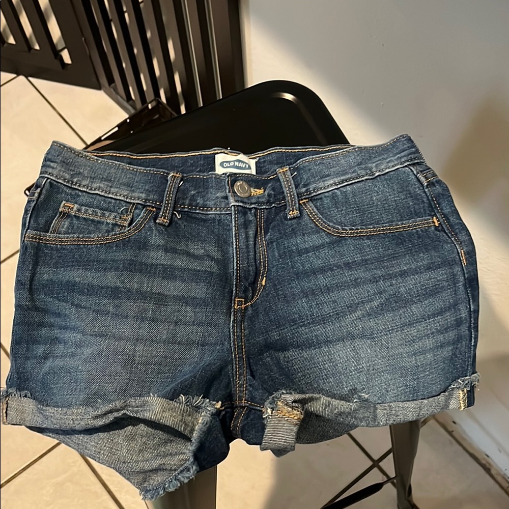 Old Navy Blue Denim Rolled Hem Jean Shorts